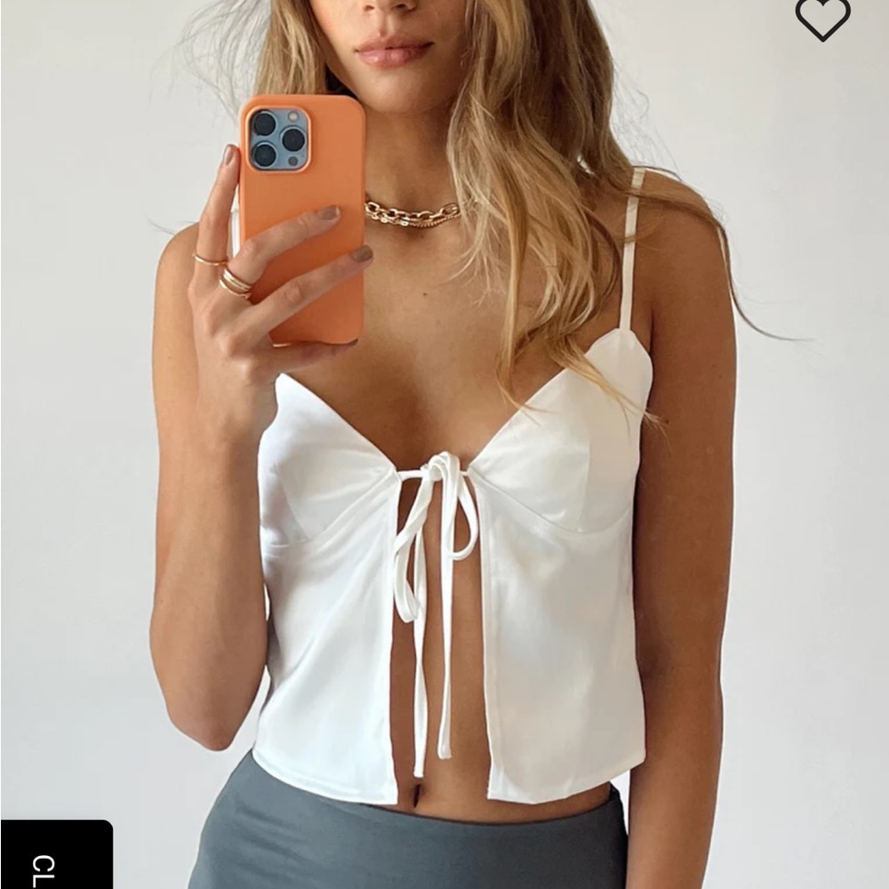 Princess Polly BURESS TOP WHITE summer cropped tank top